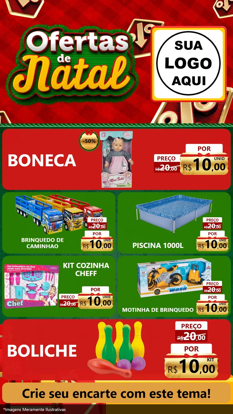 Modelo de TV para TV Vertical com o tema Ofertas de Natal para Brinquedos