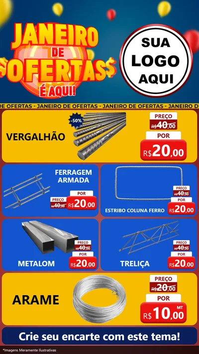 Modelo de TV para TV Vertical com o tema Janeiro de Ofertas É Aqui! para Ferragens