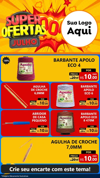 Modelo de TV para TV Vertical com o tema Super Ofertas Julho para Armarinho e Aviamentos