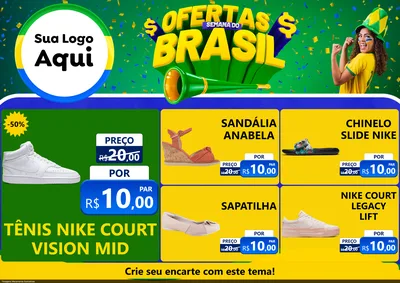 Modelo de Encarte para Encarte A4 Horizontal com o tema Ofertas Semana do Brasil para Calçados