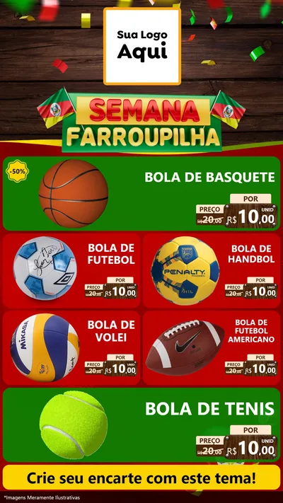 Modelo de TV para TV Vertical com o tema Semana Farroupilha para Artigos Esportivos