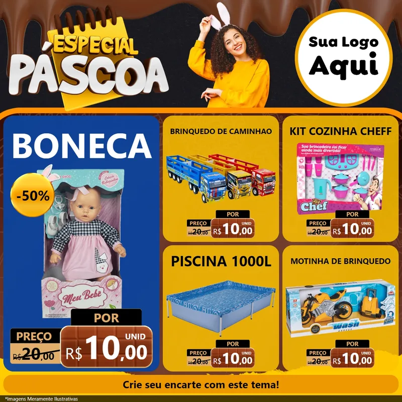 Modelo de Rede Social para Feed Facebook com o tema Especial Páscoa para Brinquedos