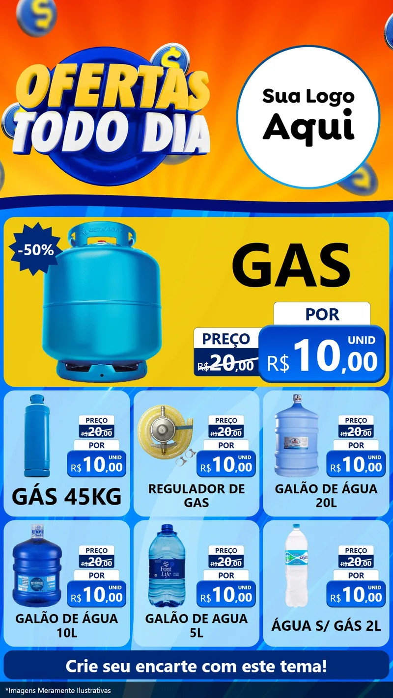 Modelo de Rede Social para Stories com o tema Ofertas Todo Dia para Água e gás