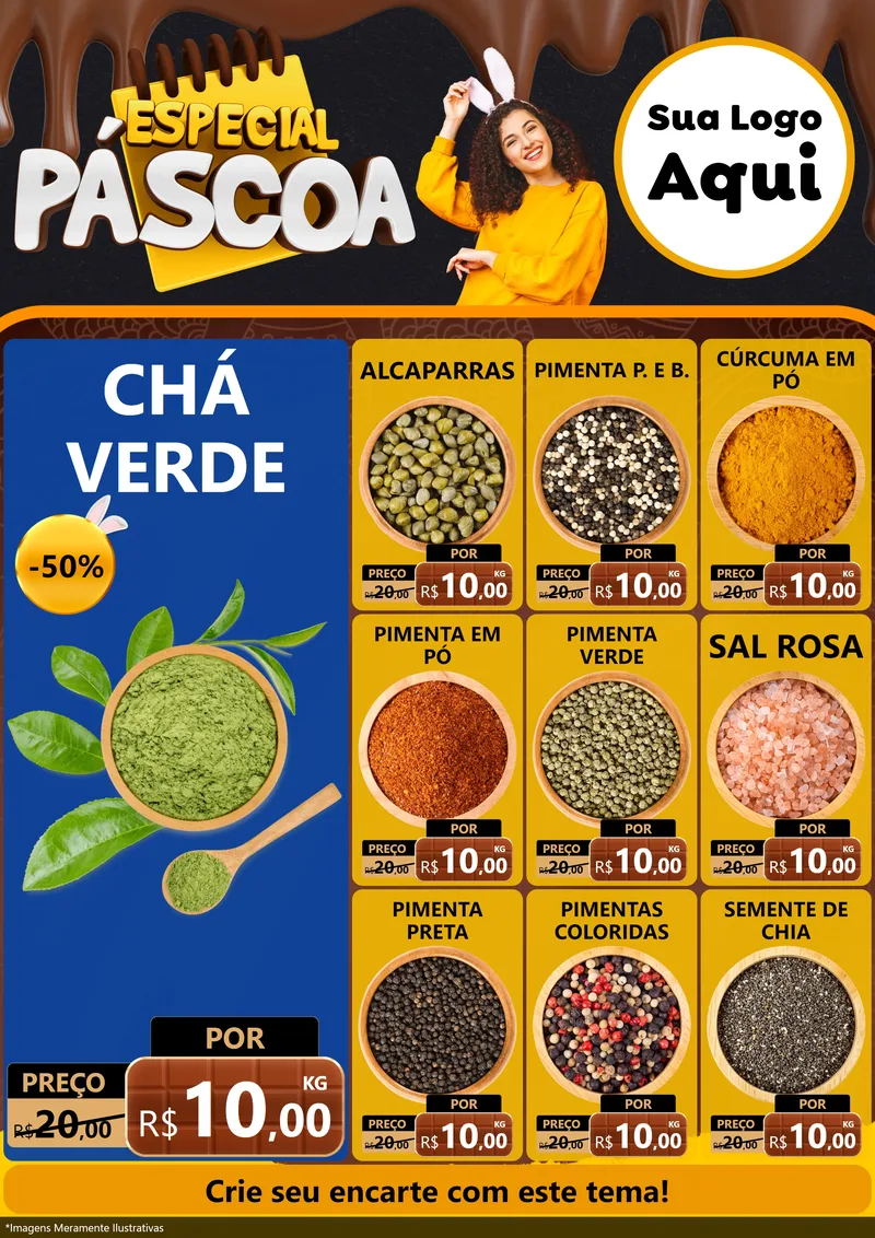 Modelo de Encarte para Encarte A4 Vertical com o tema Especial Páscoa para Produtos Naturais