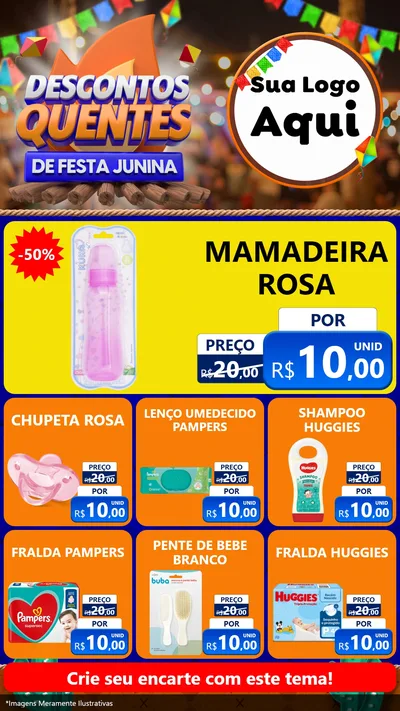 Modelo de Rede Social para Stories com o tema Descontos Quentes de Festa Junina para Bebês