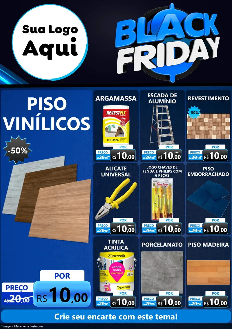 Modelo de Encarte para Encarte A4 Vertical com o tema Black Friday para Material para Construção