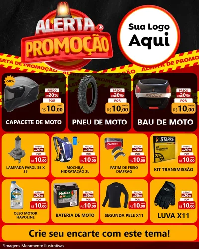 Modelo de Rede Social para Feed Instagram com o tema Alerta de Promoção para Moto peças