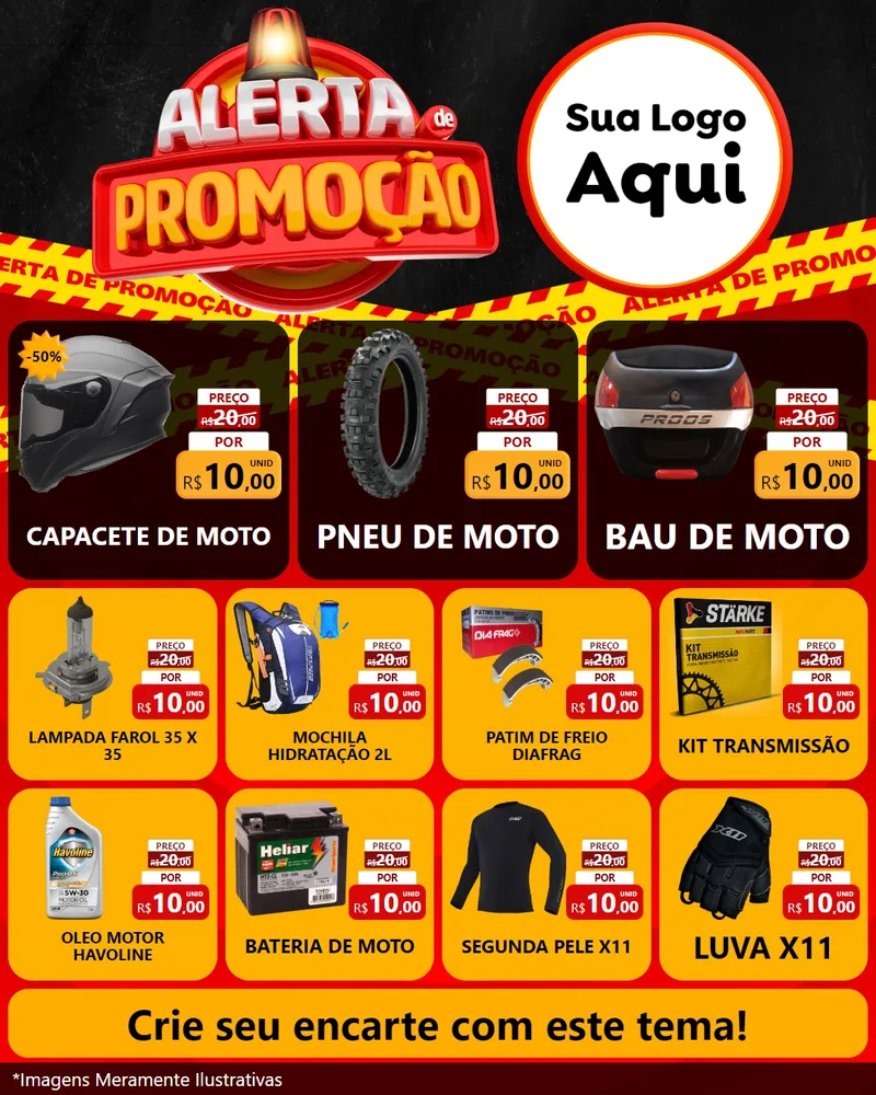 Modelo de Rede Social para Feed Instagram com o tema Alerta de Promoção para Moto peças