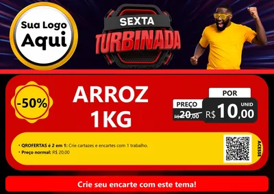 Modelo de Cartaz para Cartaz A4 Horizontal com o tema Sexta Turbinada para Supermercado