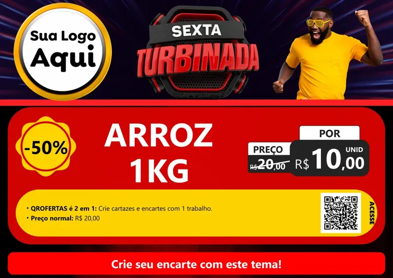 Modelo de Cartaz para Cartaz A4 Horizontal com o tema Sexta Turbinada para Supermercado