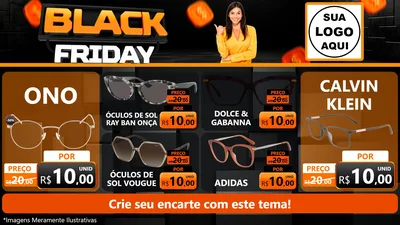 Modelo de TV para TV Horizontal com o tema Black Friday para Óticas