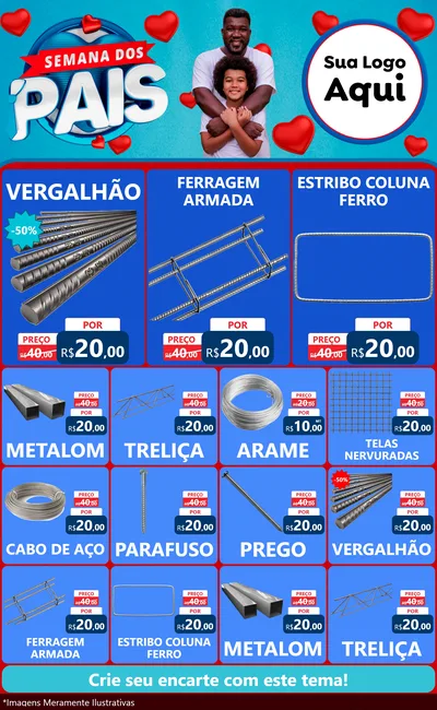 Modelo de Encarte para Encarte Grande com o tema Semana Dos Pais para Ferragens