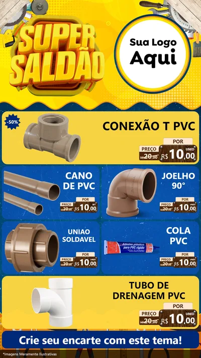 Modelo de TV para TV Vertical com o tema Super Saldão para Tubos e conexões