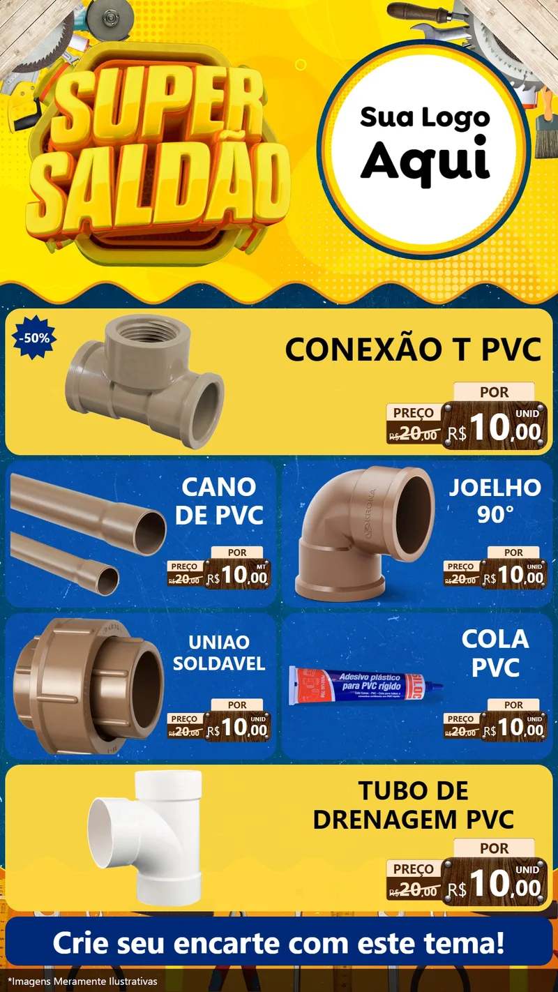 Modelo de TV para TV Vertical com o tema Super Saldão para Tubos e conexões