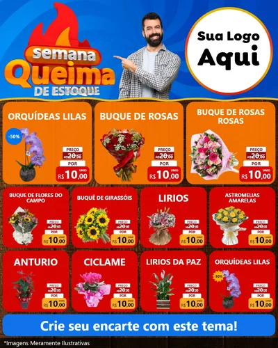 Modelo de Rede Social para Feed Instagram com o tema Semana Queima de Estoque para Floricultura e jardim