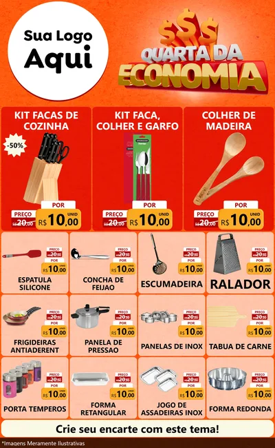 Modelo de Encarte para Encarte Grande com o tema Quarta da Economia para Utilidades Domésticas