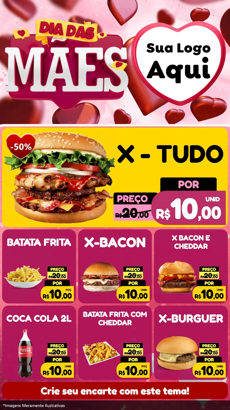 Modelo de Rede Social para Stories com o tema Dia Das Mães para Hamburgueria