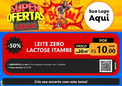 Modelo de Cartaz para Cartaz A4 Horizontal com o tema Super Ofertas Julho para Frios e Laticínios