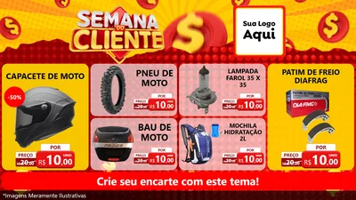 Modelo de TV para TV Horizontal com o tema Semana do Cliente para Moto peças