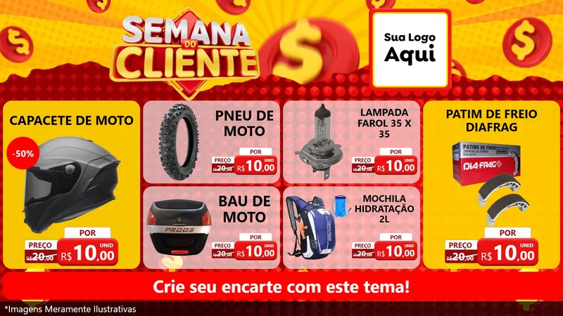 Modelo de TV para TV Horizontal com o tema Semana do Cliente para Moto peças