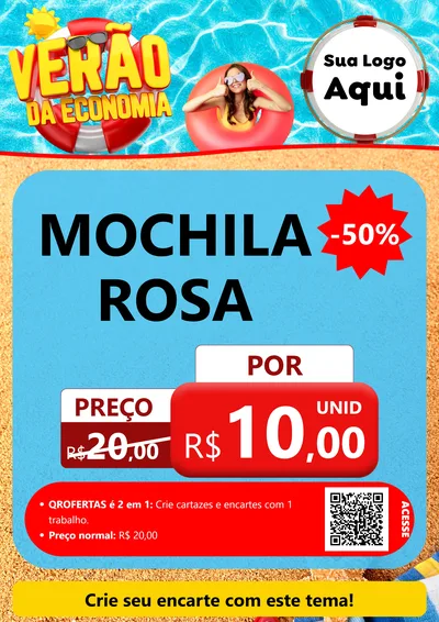 Modelo de Cartaz para Cartaz A4 Vertical com o tema Verão da Economia para Papelaria