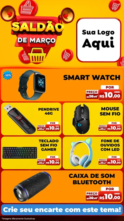 Modelo de TV para TV Vertical com o tema Saldão de Março para Informática