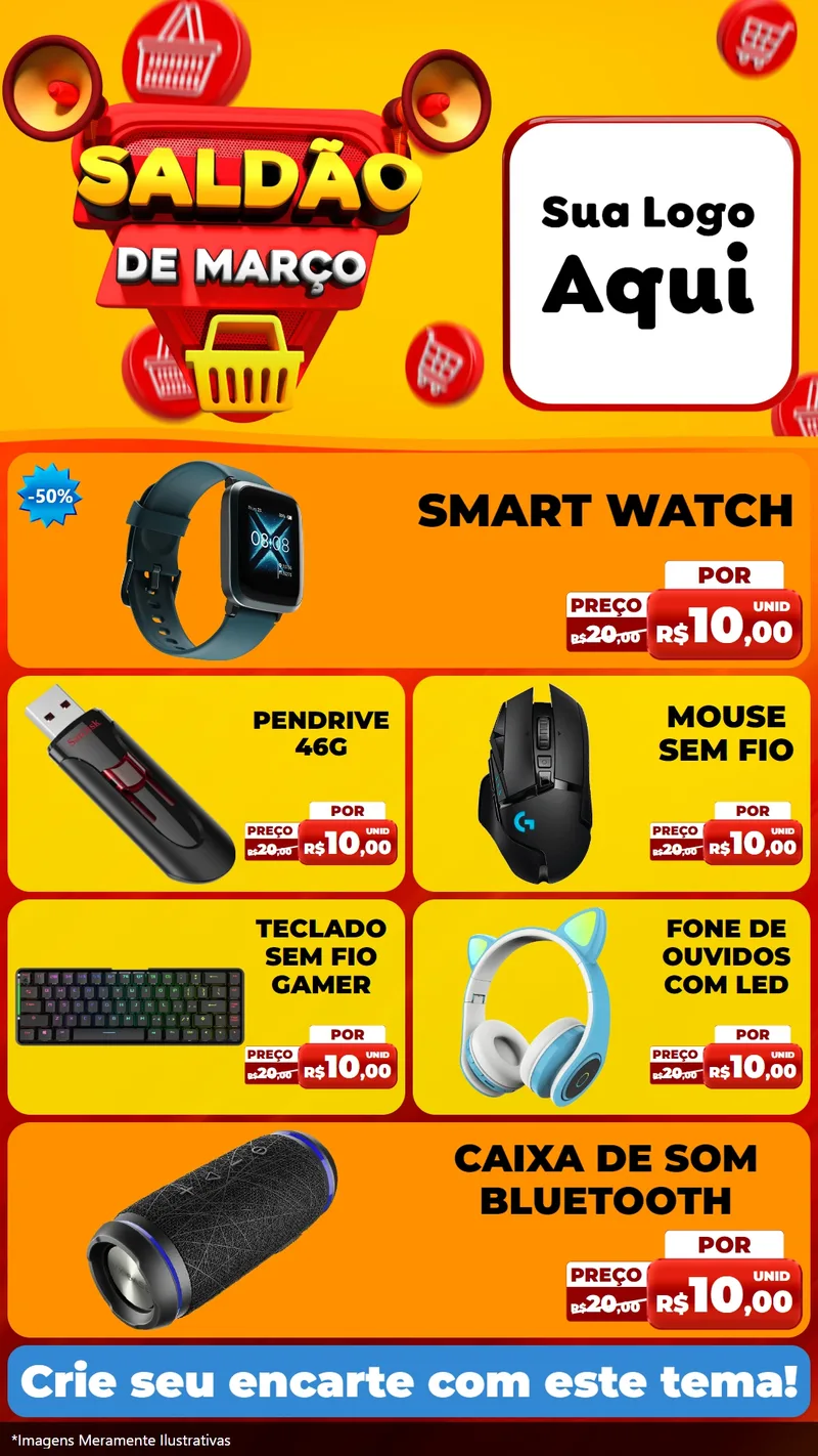 Modelo de TV para TV Vertical com o tema Saldão de Março para Informática