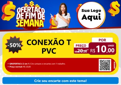 Modelo de Cartaz para Cartaz A4 Horizontal com o tema Ofertaço de Fim de Semana para Tubos e conexões