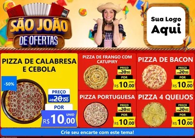 Modelo de Encarte para Encarte A4 Horizontal com o tema São João de Ofertas para Pizzaria