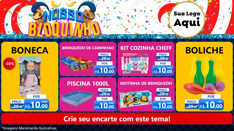 Modelo de TV para TV Horizontal com o tema Nosso Bloquinho para Brinquedos
