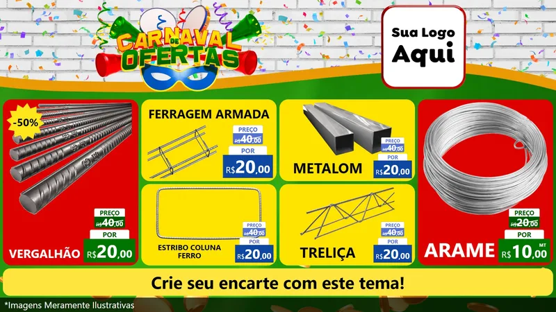 Modelo de TV para TV Horizontal com o tema Carnaval de Ofertas para Ferragens