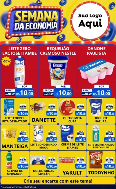 Modelo de Encarte para Encarte Grande com o tema Semana da Economia para Frios e Laticínios
