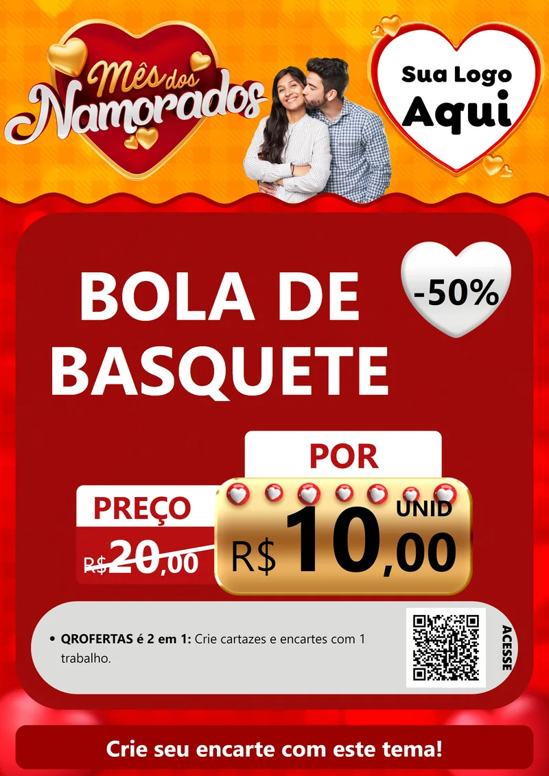 Modelo de Cartaz para Cartaz A4 Vertical com o tema Mês dos Namorados para Artigos Esportivos
