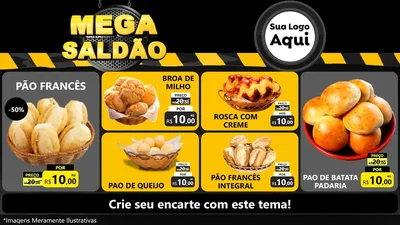 Modelo de TV para TV Horizontal com o tema Mega Saldão para Padaria