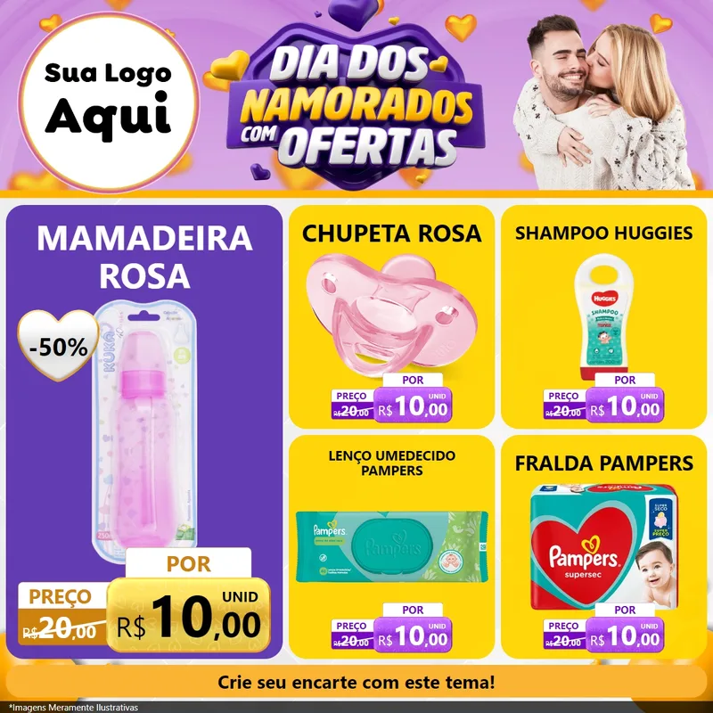 Modelo de Rede Social para Feed Facebook com o tema Dia Dos Namorados Com Ofertas para Bebês