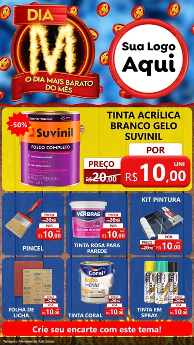 Modelo de Rede Social para Stories com o tema Dia M - O Dia Mais Barato Do Mês para Tintas e Ferramentas