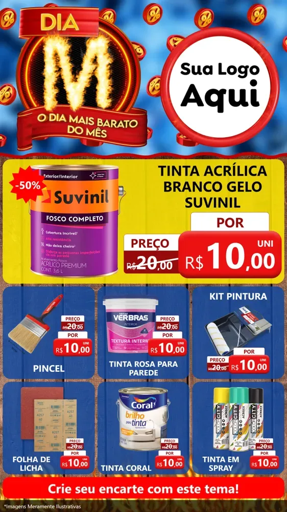 Modelo de Rede Social para Stories com o tema Dia M - O Dia Mais Barato Do Mês para Tintas e Ferramentas