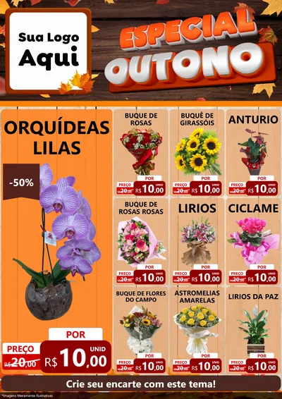 Modelo de Encarte para Encarte A4 Vertical com o tema Especial Outono para Floricultura e jardim