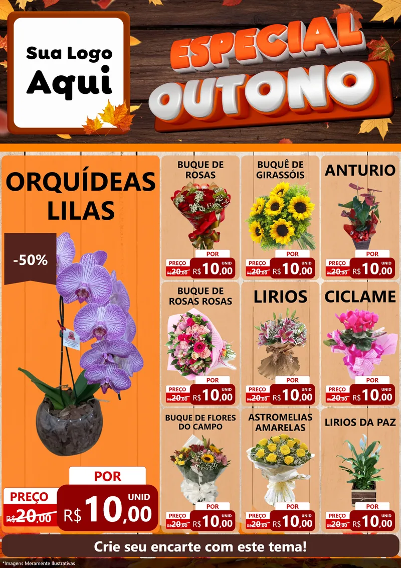 Modelo de Encarte para Encarte A4 Vertical com o tema Especial Outono para Floricultura e jardim