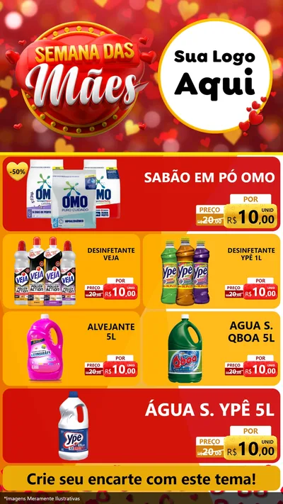 Modelo de TV para TV Vertical com o tema Semana das Mães para Produtos de Limpeza