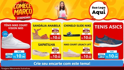 Modelo de TV para TV Horizontal com o tema Comece Março Economizando para Calçados