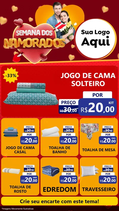 Modelo de Rede Social para Stories com o tema Semana dos Namorados para Cama, Mesa e Banho