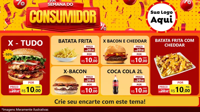 Modelo de TV para TV Horizontal com o tema Semana do Consumidor para Hamburgueria