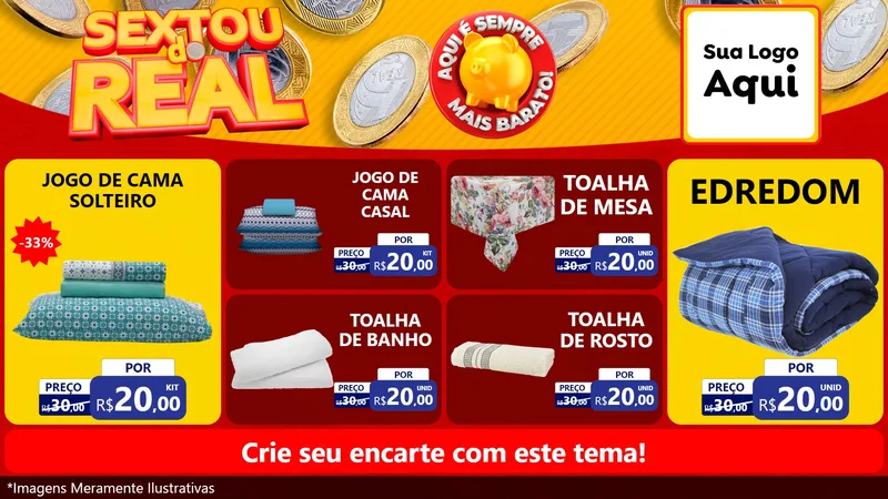 Modelo de TV para TV Horizontal com o tema Sextou do Real para Cama, Mesa e Banho