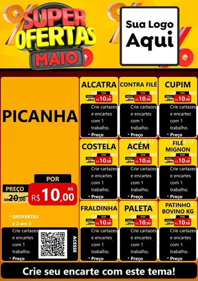 Modelo de Cartaz para Cartaz A4 Vertical com o tema Super Ofertas Maio para Açougue