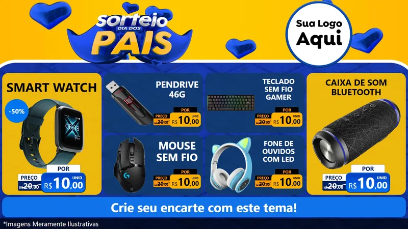 Modelo de TV para TV Horizontal com o tema Sorteio Dia dos Pais para Informática