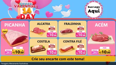 Modelo de TV para TV Horizontal com o tema Valentine's Day para Açougue