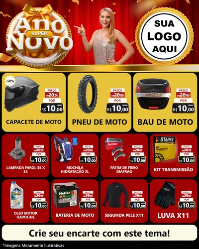 Modelo de Rede Social para Feed Instagram com o tema Super Ano Novo para Moto peças
