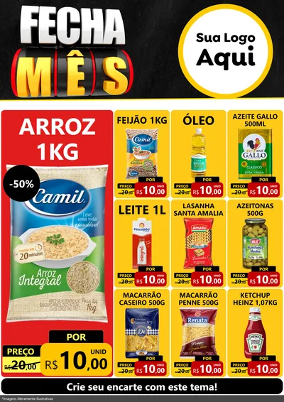 Modelo de Encarte para Encarte A4 Vertical com o tema Fecha Mês para Supermercado