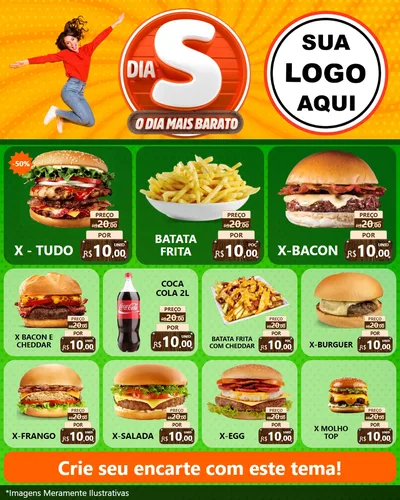 Modelo de Rede Social para Feed Instagram com o tema Dia S - O Dia Mais Barato para Hamburgueria